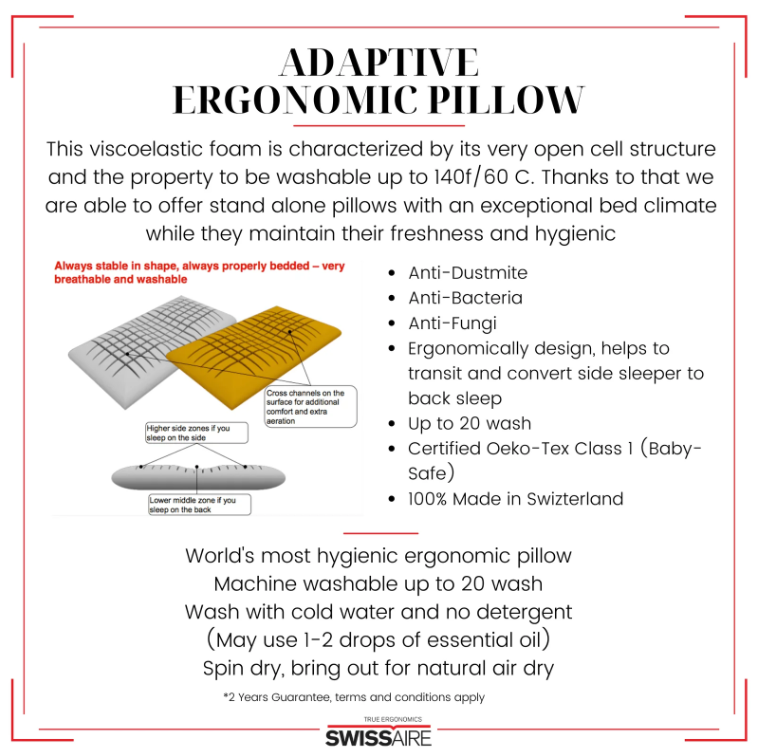 SwissAire Adaptive Ergonomic Pillow