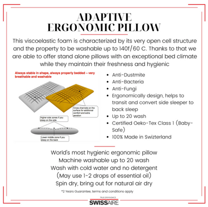 SwissAire Adaptive Ergonomic Pillow